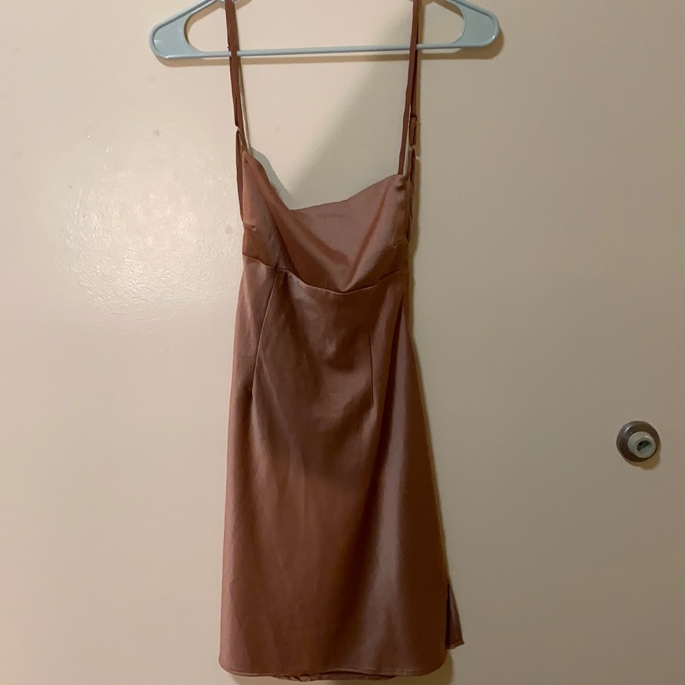 Dusty pink open back dress